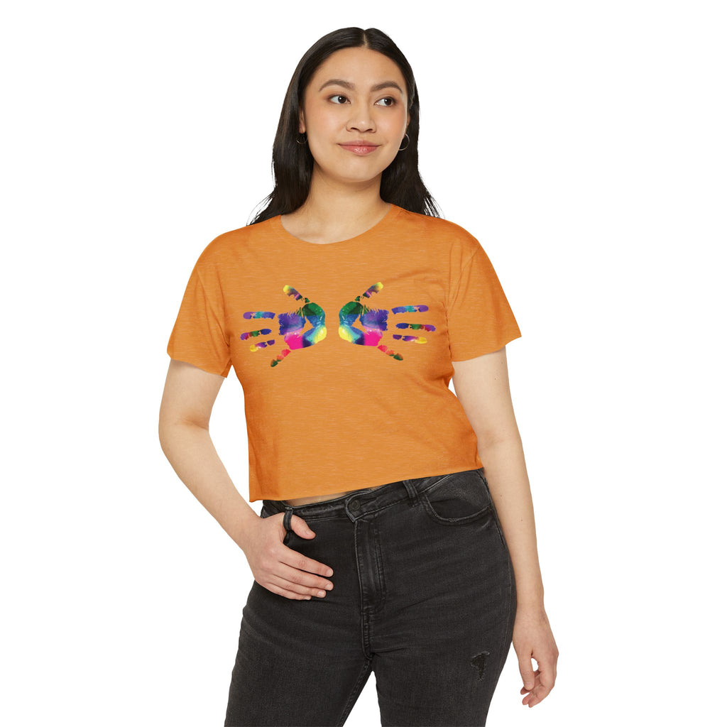 Colorful Handprint Festival Crop Top