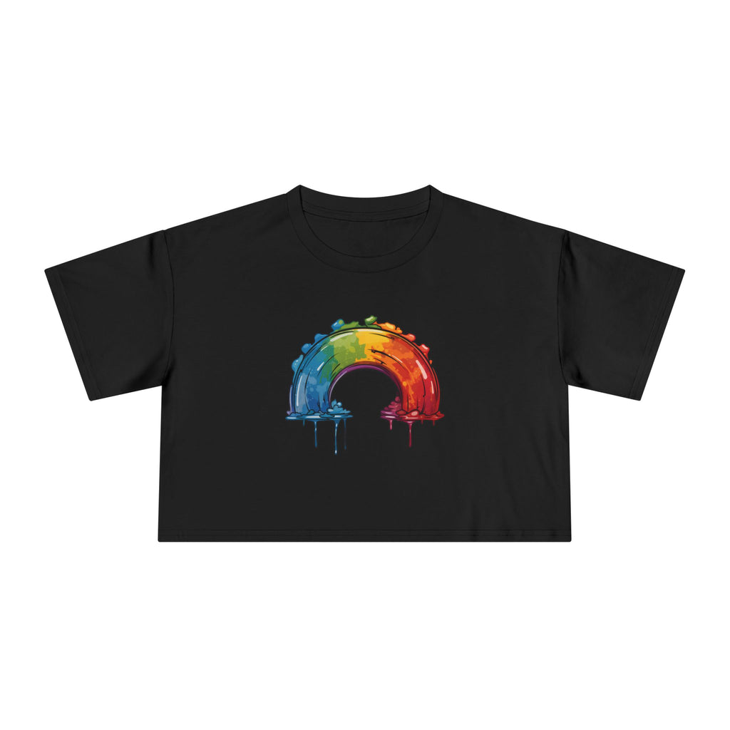Rainbow Drip Crop Tee Women