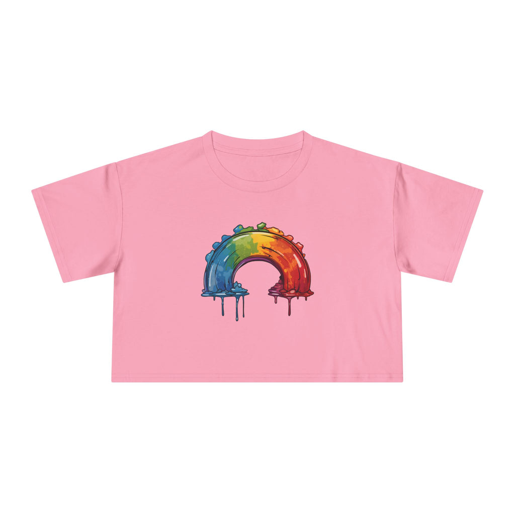 Rainbow Drip Crop Tee Women