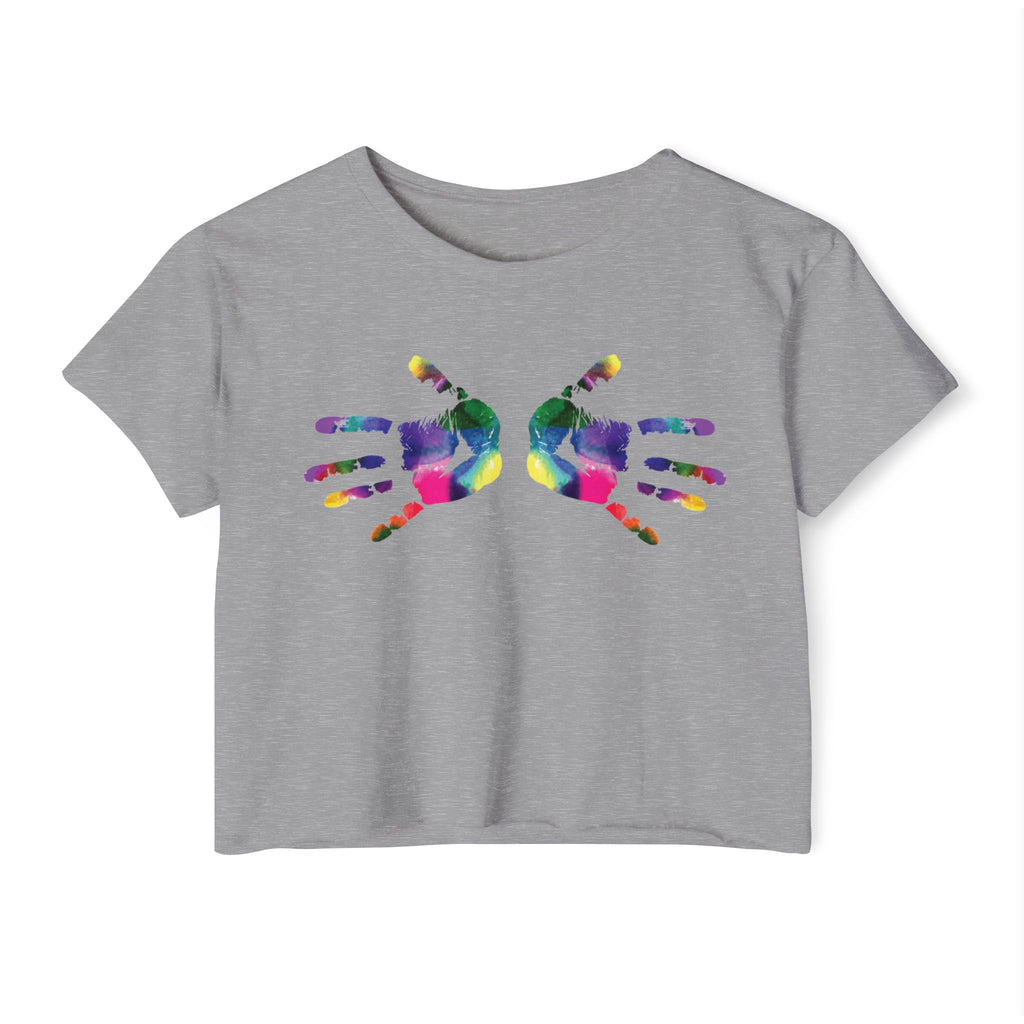 Colorful Handprint Festival Crop Top