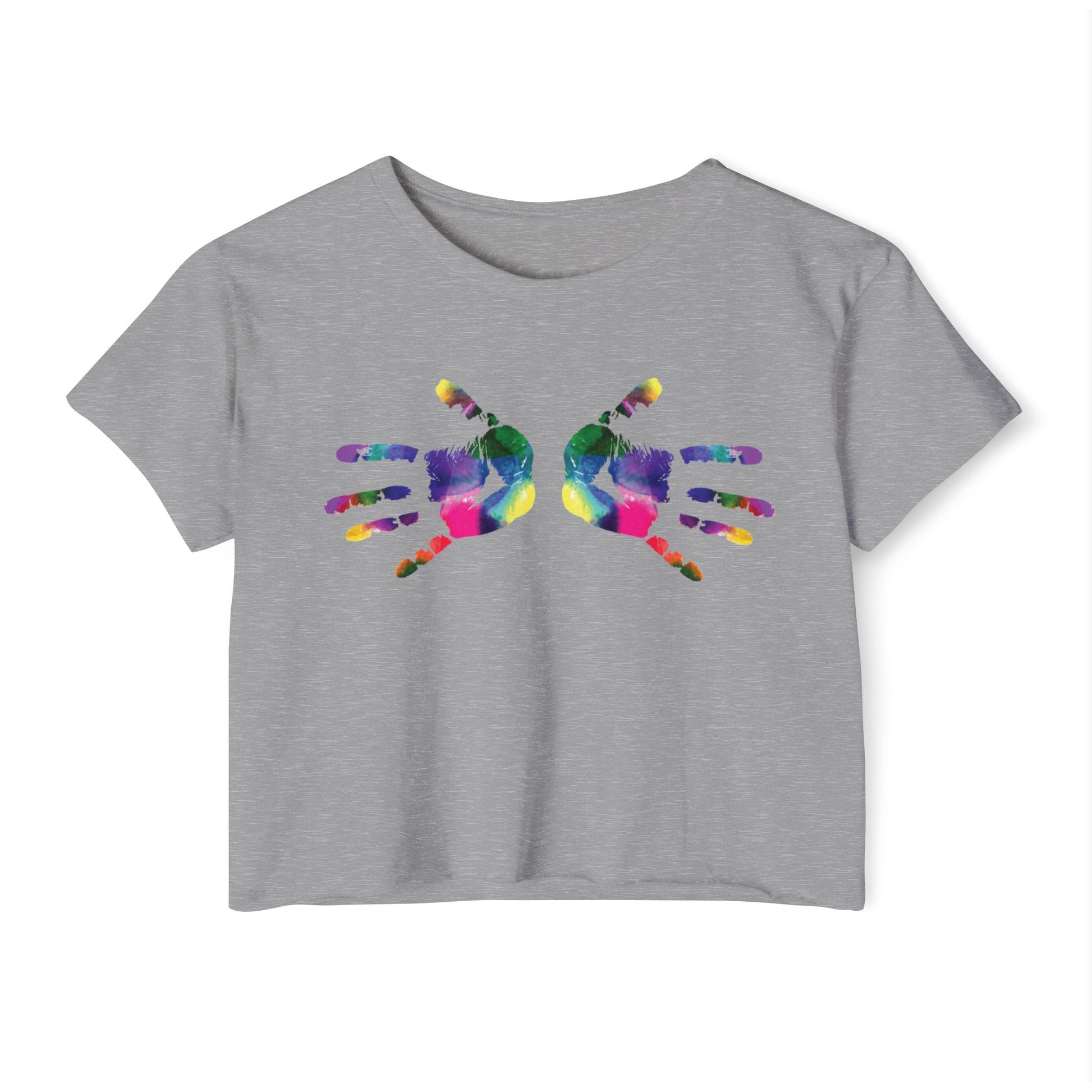 Colorful Handprint Festival Crop Top
